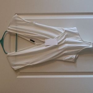 Zara Collection white ribbed bodysuit sz M